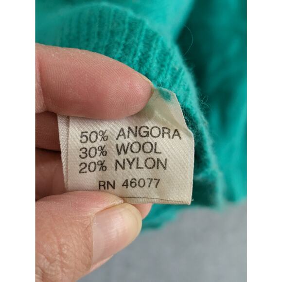 Esprit Sweater Women Medium Teal Green Crew Neck Wool Blended Pullover Vintage - Picture 6 of 9
